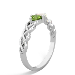 Peridot Heart To Heart Braid 14K White Gold ring R5870