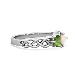 Peridot Heart To Heart Braid 14K White Gold ring R5870