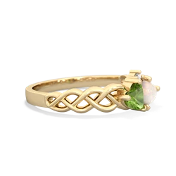 Peridot Heart To Heart Braid 14K Yellow Gold ring R5870