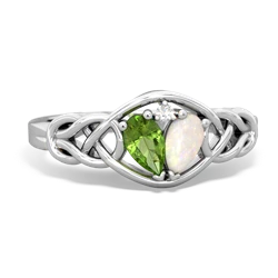 Peridot Celtic Love Knot 14K White Gold ring R5420