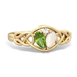 Peridot Celtic Love Knot 14K Yellow Gold ring R5420