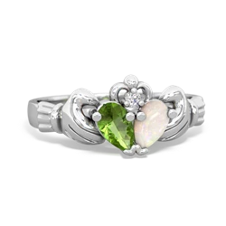 Peridot 'Our Heart' Claddagh 14K White Gold ring R2388