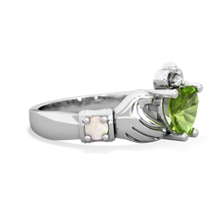 Peridot Claddagh Keepsake 14K White Gold ring R5245