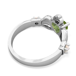 Peridot Claddagh Keepsake 14K White Gold ring R5245