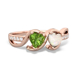 Peridot Side By Side 14K Rose Gold ring R3090