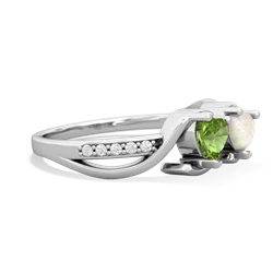 Peridot Side By Side 14K White Gold ring R3090