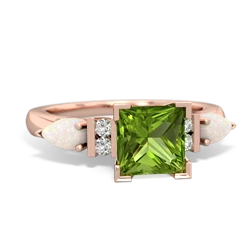 Peridot 6Mm Princess Eternal Embrace Engagement 14K Rose Gold ring C2002