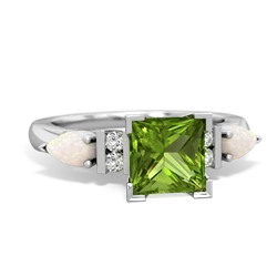 Peridot 6Mm Princess Eternal Embrace Engagement 14K White Gold ring C2002