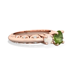 Peridot Art Deco Eternal Embrace Engagement 14K Rose Gold ring C2003