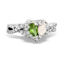 Peridot Diamond Twist 'One Heart' 14K White Gold ring R2640HRT