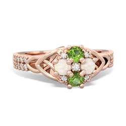 Peridot Celtic Knot Cluster Engagement 14K Rose Gold ring R26443RD