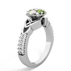 Peridot Celtic Knot Cluster Engagement 14K White Gold ring R26443RD