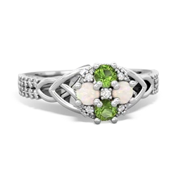 Peridot Celtic Knot Cluster Engagement 14K White Gold ring R26443RD