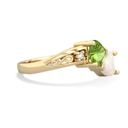 Peridot Snuggling Hearts 14K Yellow Gold ring R2178