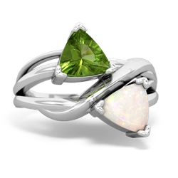 Peridot Split Band Swirl 14K White Gold ring R2341