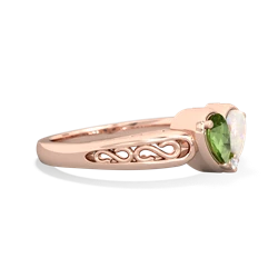 Peridot Filligree 'One Heart' 14K Rose Gold ring R5070