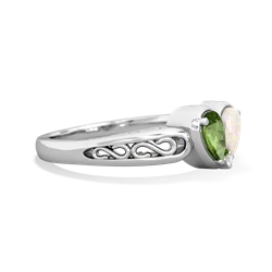 Peridot Filligree 'One Heart' 14K White Gold ring R5070