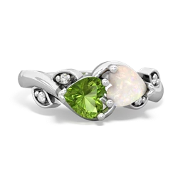 Peridot Floral Elegance 14K White Gold ring R5790