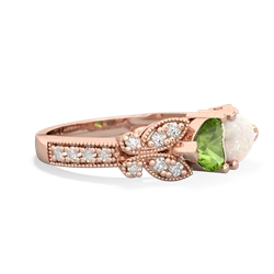 Peridot Diamond Butterflies 14K Rose Gold ring R5601