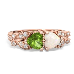 Peridot Diamond Butterflies 14K Rose Gold ring R5601