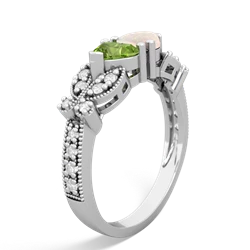 Peridot Diamond Butterflies 14K White Gold ring R5601