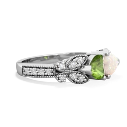 Peridot Diamond Butterflies 14K White Gold ring R5601