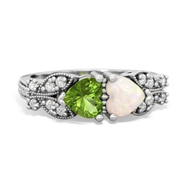 Peridot Diamond Butterflies 14K White Gold ring R5601