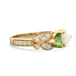 Peridot Diamond Butterflies 14K Yellow Gold ring R5601