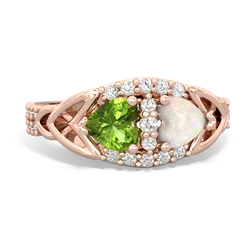 Peridot Sparkling Celtic Knot 14K Rose Gold ring R2645