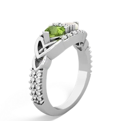 Peridot Sparkling Celtic Knot 14K White Gold ring R2645