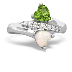 Peridot Heart To Heart 14K White Gold ring R2064