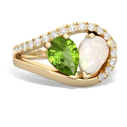 Peridot Nestled Heart Keepsake 14K Yellow Gold ring R5650