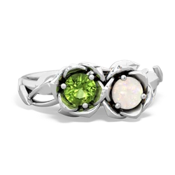 Peridot Rose Garden 14K White Gold ring R5510