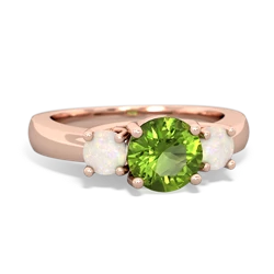 Peridot Three Stone Round Trellis 14K Rose Gold ring R4018