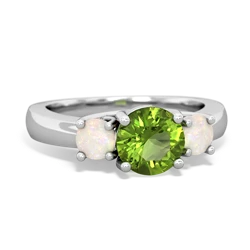 Peridot Three Stone Round Trellis 14K White Gold ring R4018