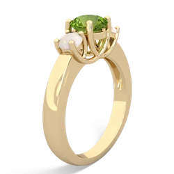 Peridot Three Stone Round Trellis 14K Yellow Gold ring R4018