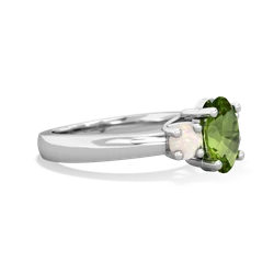 Peridot Three Stone Oval Trellis 14K White Gold ring R4024