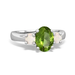 Peridot Three Stone Oval Trellis 14K White Gold ring R4024