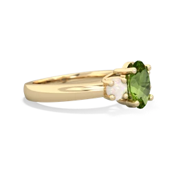 Peridot Three Stone Oval Trellis 14K Yellow Gold ring R4024