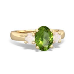 Peridot Three Stone Oval Trellis 14K Yellow Gold ring R4024