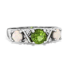 Peridot Hugs And Kisses 14K White Gold ring R5016