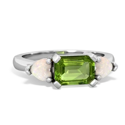 Peridot Three Stone 14K White Gold ring R5235