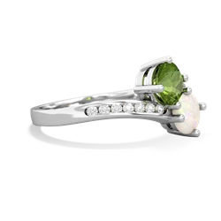 Peridot Channel Set Two Stone 14K White Gold ring R5303