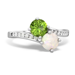 Peridot Channel Set Two Stone 14K White Gold ring R5303