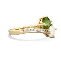 Peridot Channel Set Two Stone 14K Yellow Gold ring R5303