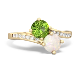 Peridot Channel Set Two Stone 14K Yellow Gold ring R5303