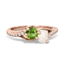 Peridot Infinity Pave Two Stone 14K Rose Gold ring R5285