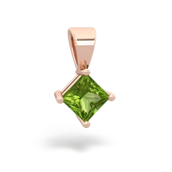 Peridot 5Mm Princess Solitaire 14K Rose Gold pendant P1789