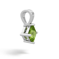 Peridot 5Mm Princess Solitaire 14K White Gold pendant P1789