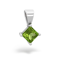 Peridot 5Mm Princess Solitaire 14K White Gold pendant P1789